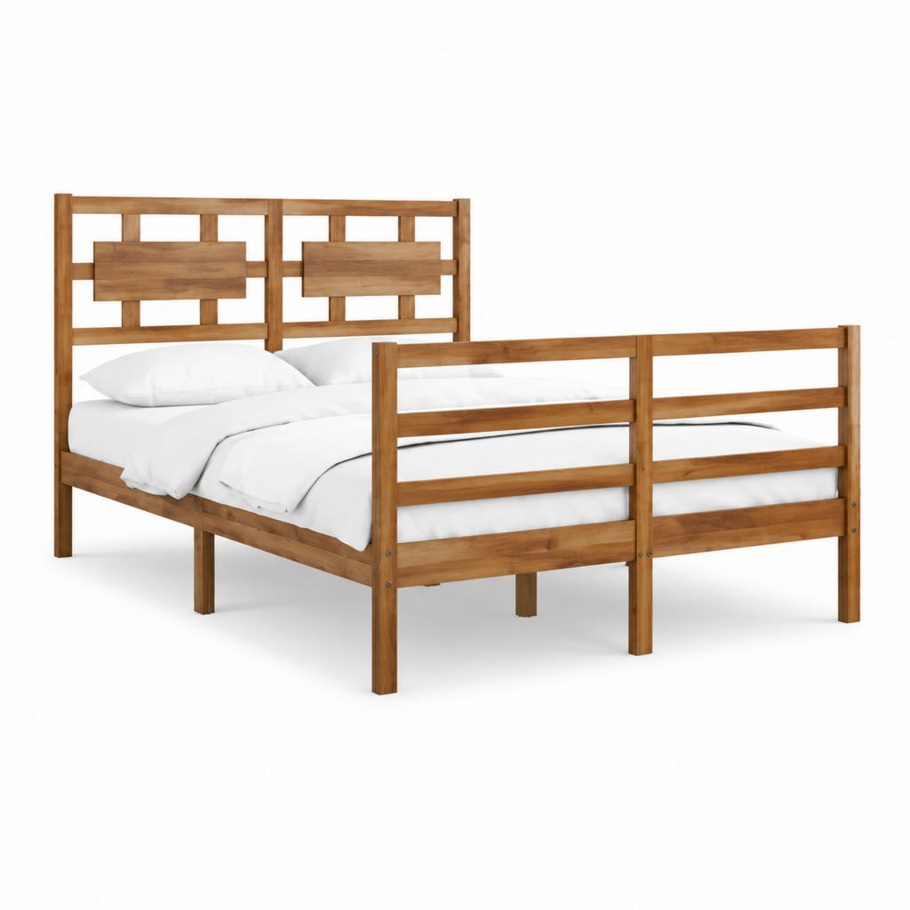 Doppelbettgestell 160 x 200 cm honigbraun aus massivem Kiefernholz rechteckig 169 x 209 x 110 cm