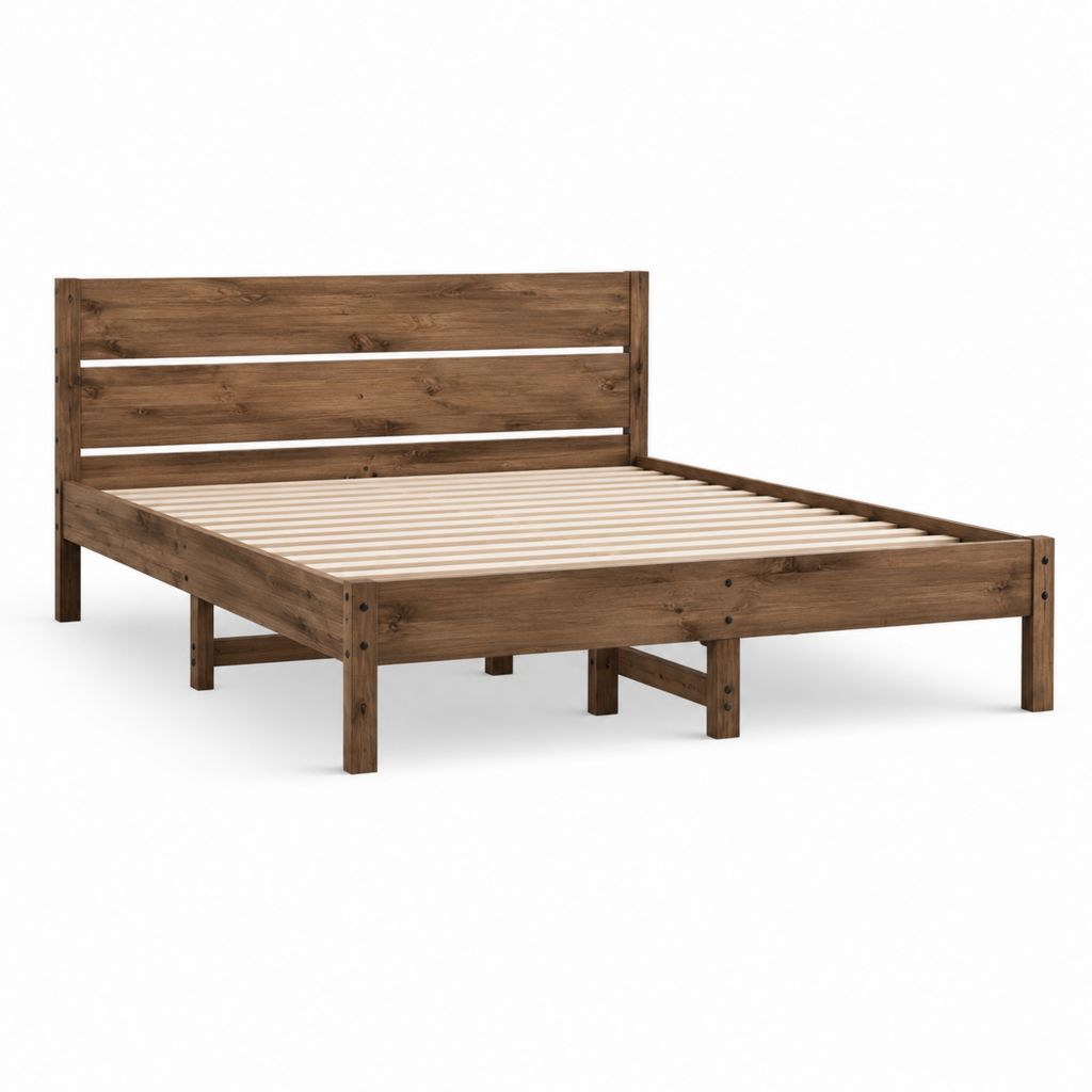 Massivholzbett Doppelbett Nussbraun Kiefernholz mit Lattenrost 160 x 200 cm