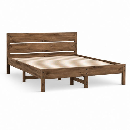 Massivholzbett Doppelbett Nussbraun Kiefernholz mit Lattenrost 160 x 200 cm