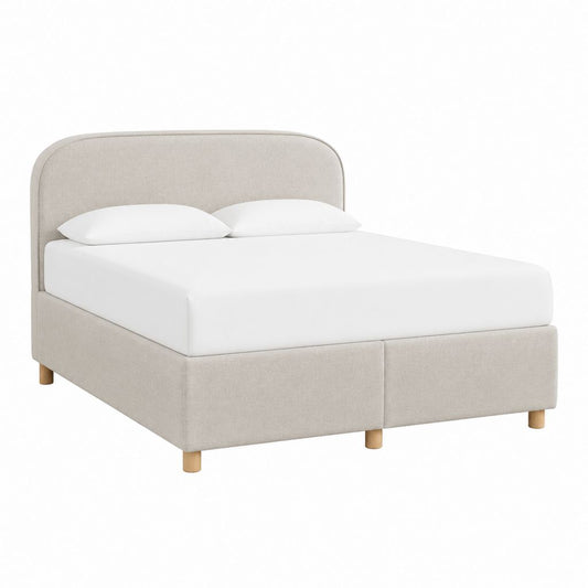 Polsterbett Bettgestell 160 x 200 cm Beige Polyester Rechteckig