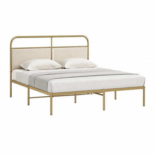 Metallbettgestell Gold aus Stahl rechteckig 160 x 200 cm