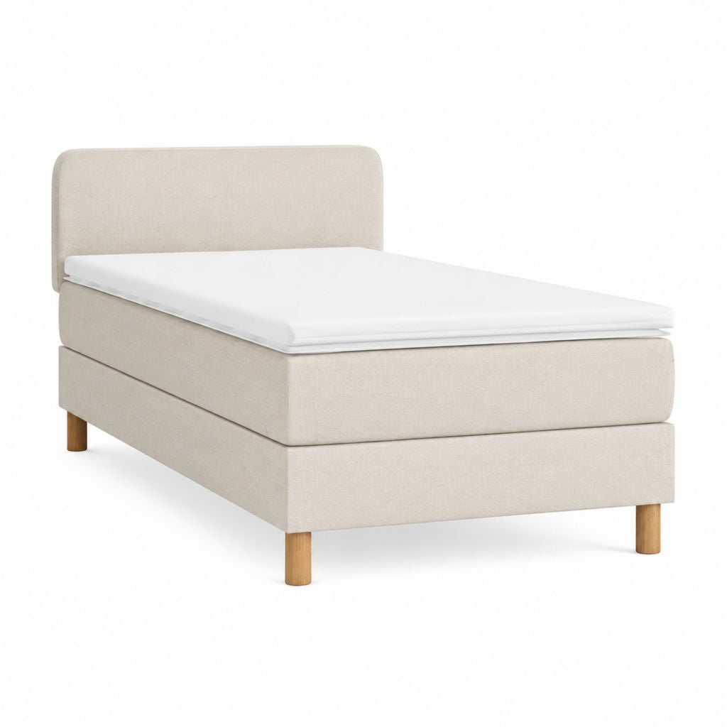Boxspringbett Beige Polyester Rechteckig Liegefläche 90 x 200 cm