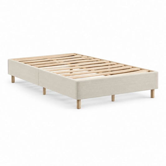 Polsterbettgestell Beige mit Lattenrost aus Kiefernholz 140 x 200 cm