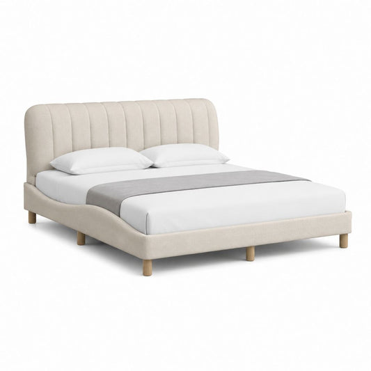 Polsterbett Doppelbett Beige Polyester mit Lattenrost 180 x 200 cm