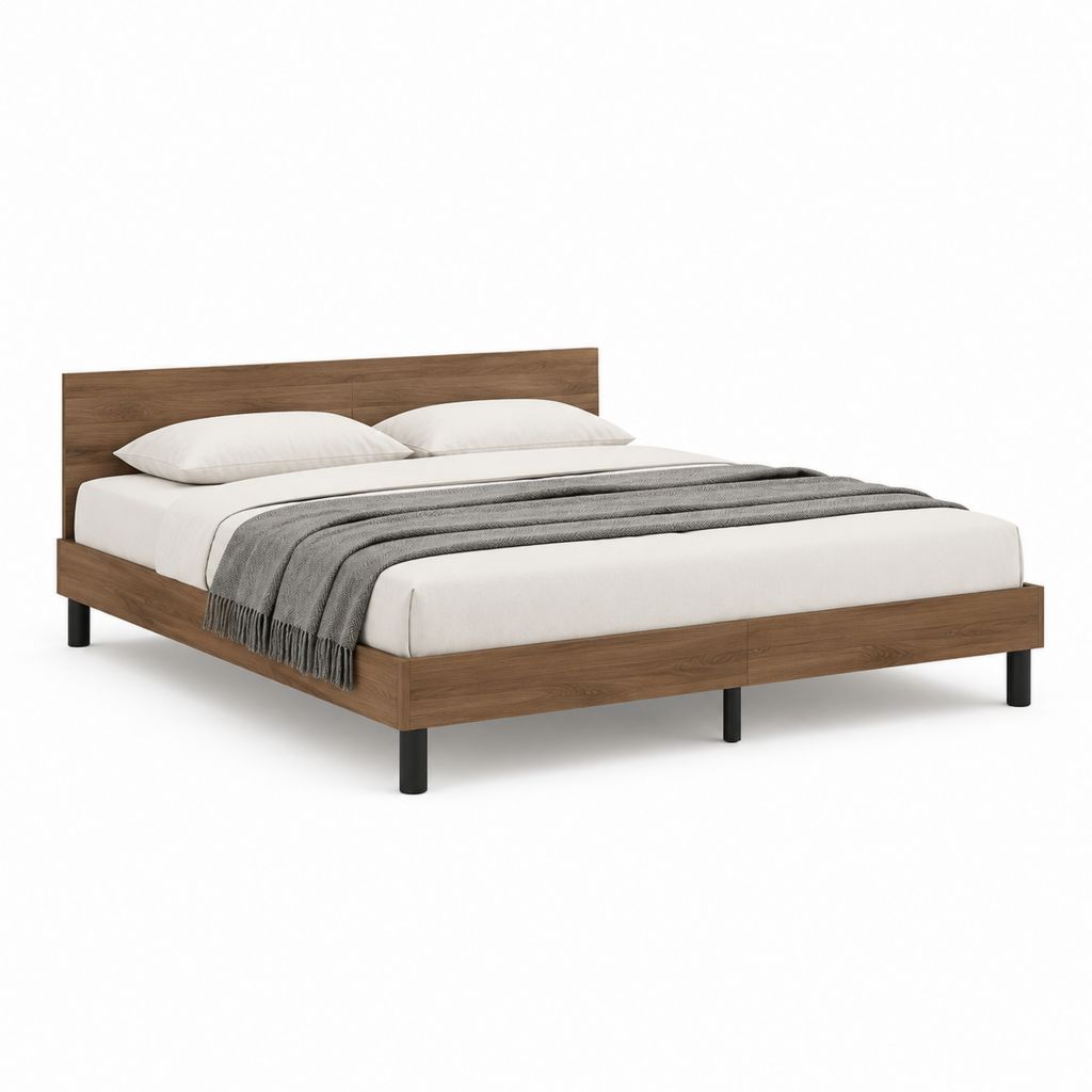 Doppelbett Bettgestell Nussbraun Holzwerkstoff Rechteckig 160 x 200 cm